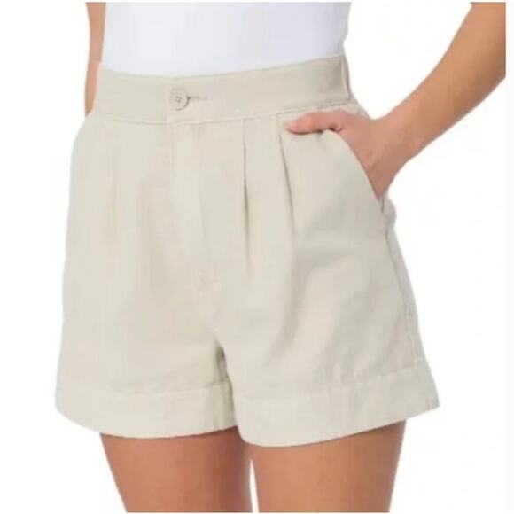 Joie Khaki Pleated Linen Cotton Blend Shorts Women's Size Small Summer Preppy - Picture 1 of 10